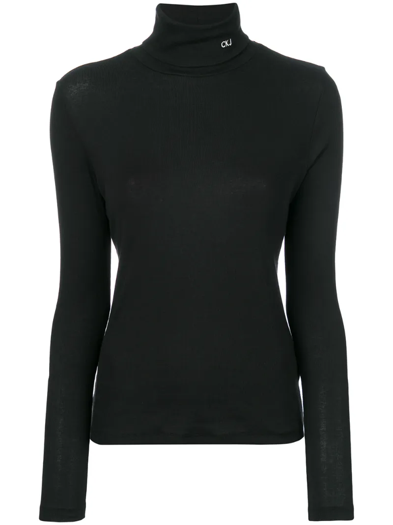 roll neck top - women - Cotton/Spandex/Elastane - XS, S, M - BLACK