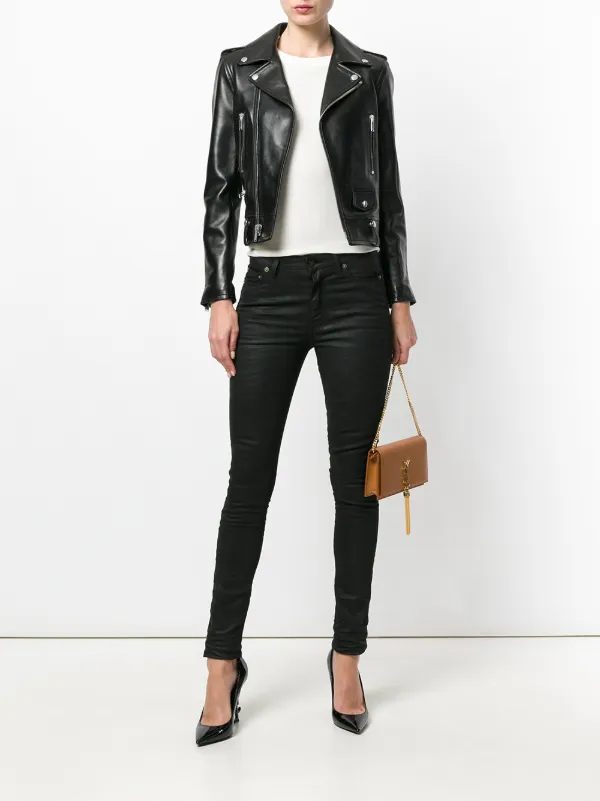 ysl leather jacket women's