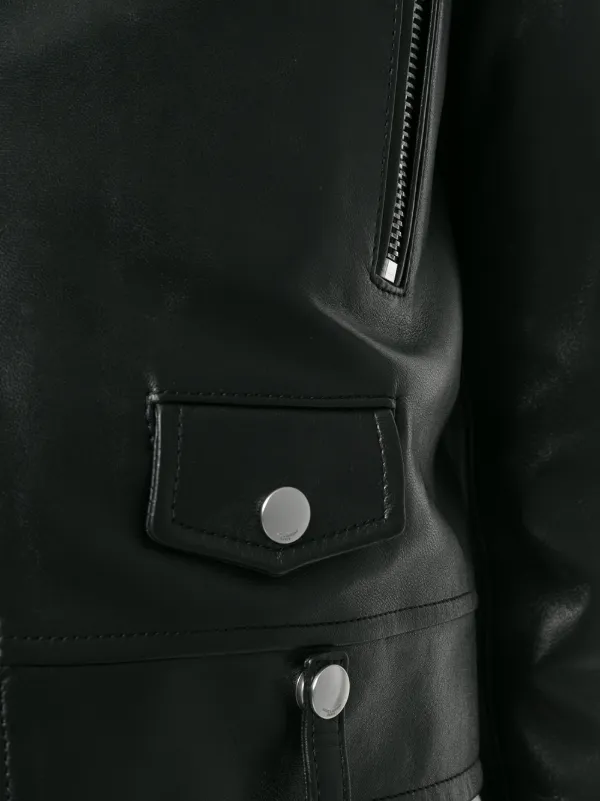 Saint Laurent zip-up Leather Biker Jacket - Farfetch