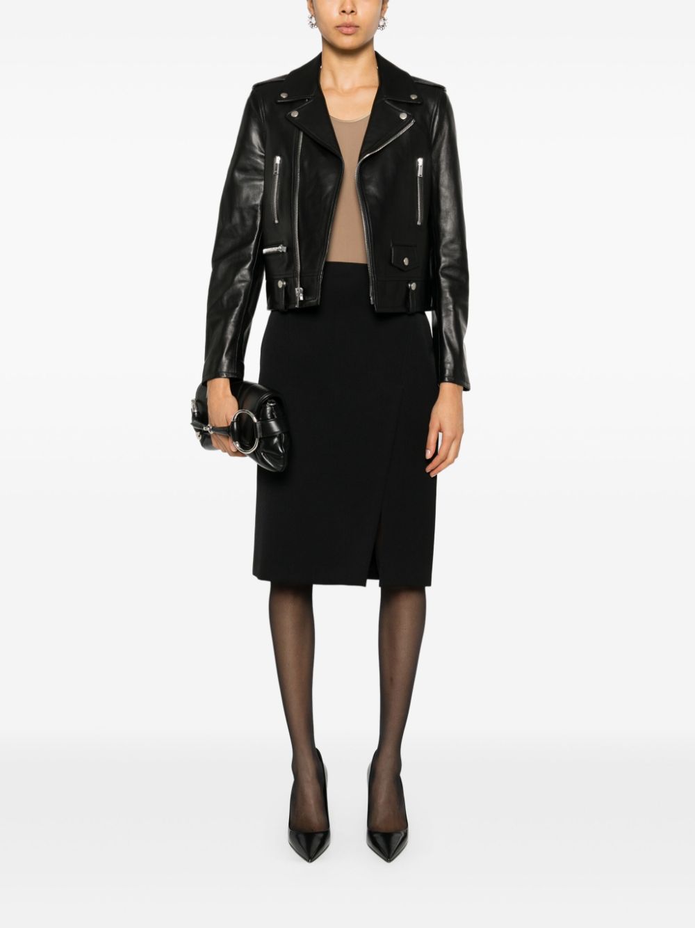 Saint Laurent leather biker jacket - Black