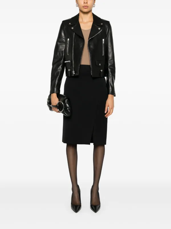 ジャケット SAINT LAURENT Women Jackets 802140 BLACK Saint Laurent Leather Biker Jacket | Black | FARFETCH
