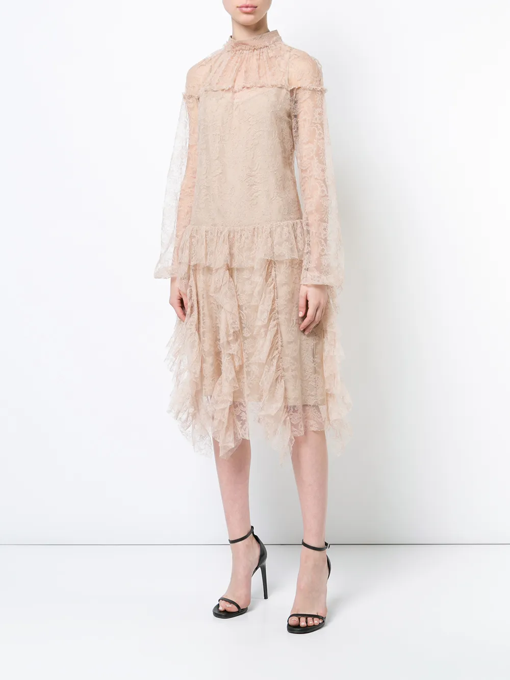 Rochas transparante kanten jurk Beige