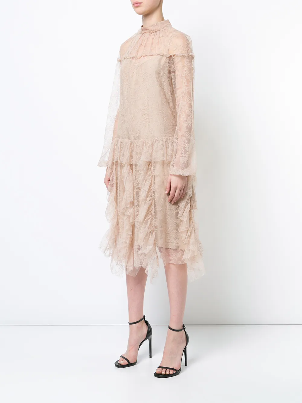 Rochas transparante kanten jurk Beige