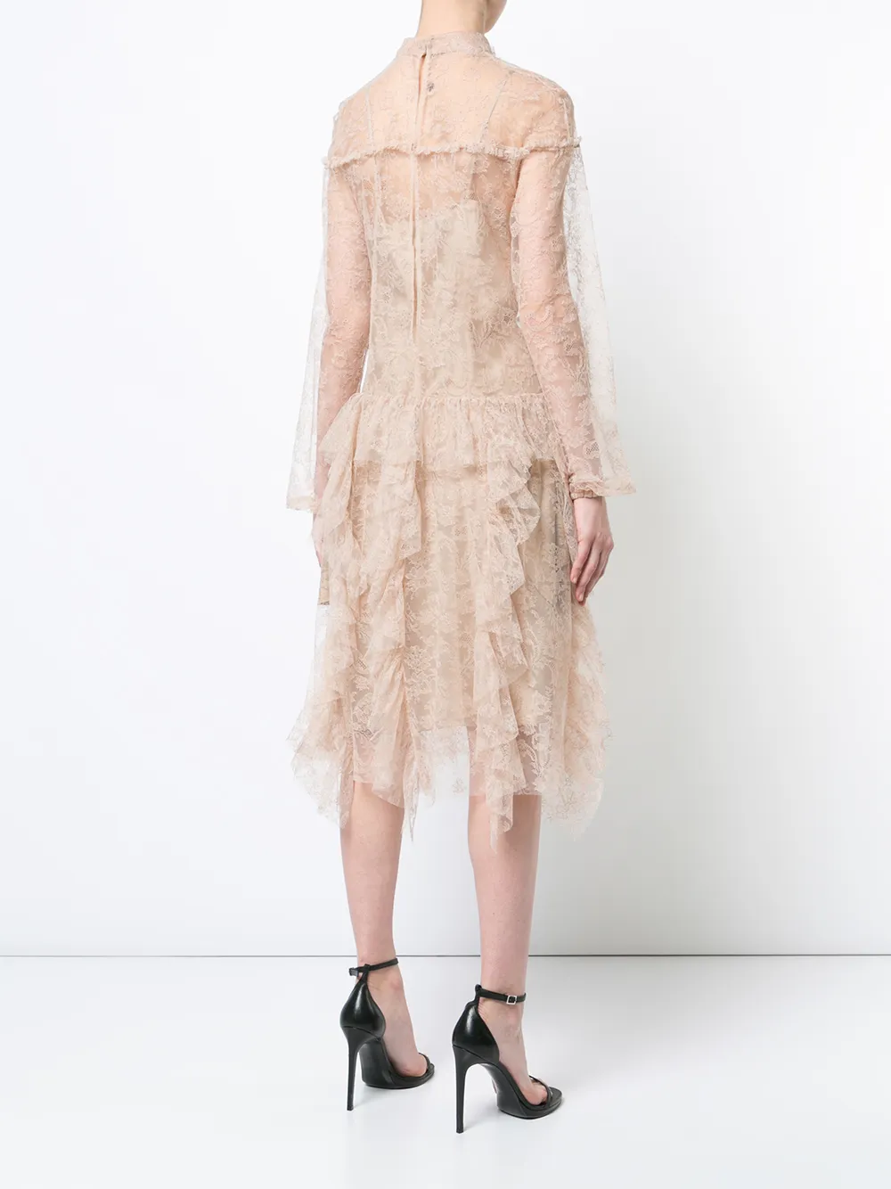 Rochas transparante kanten jurk Beige
