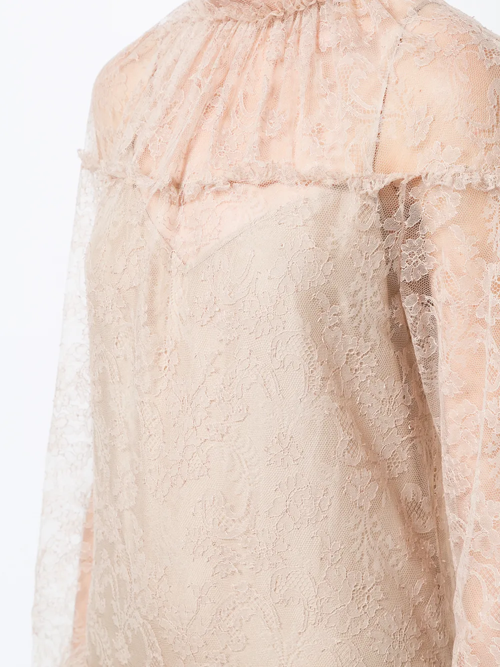 Rochas transparante kanten jurk Beige