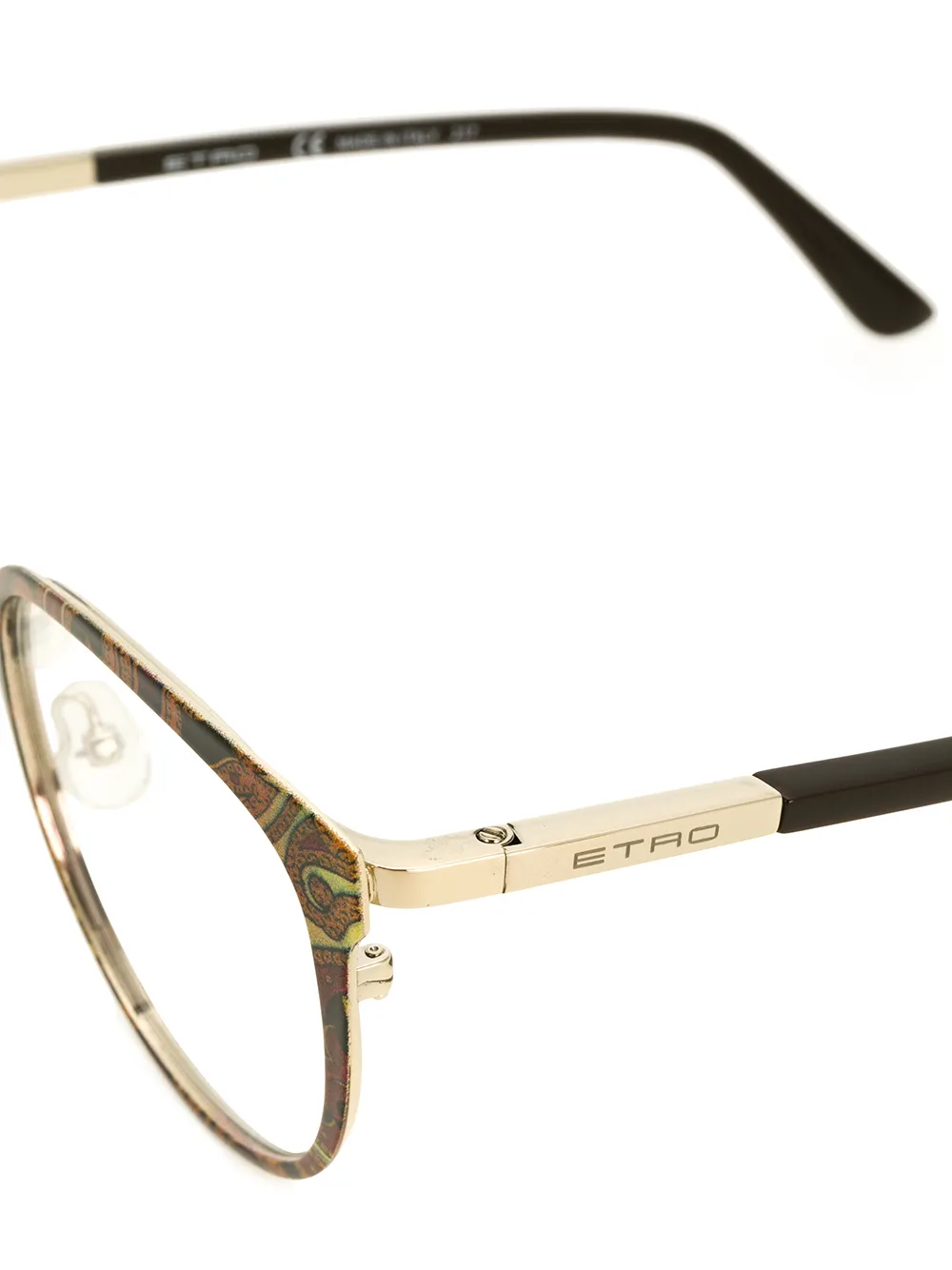  Etro Printed Square Frame Glasses - Metallic 