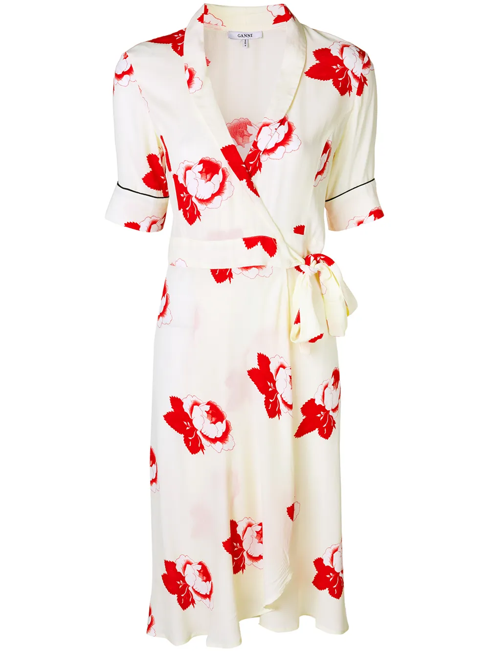Ganni Floralprint Crepe Wrap Dress 