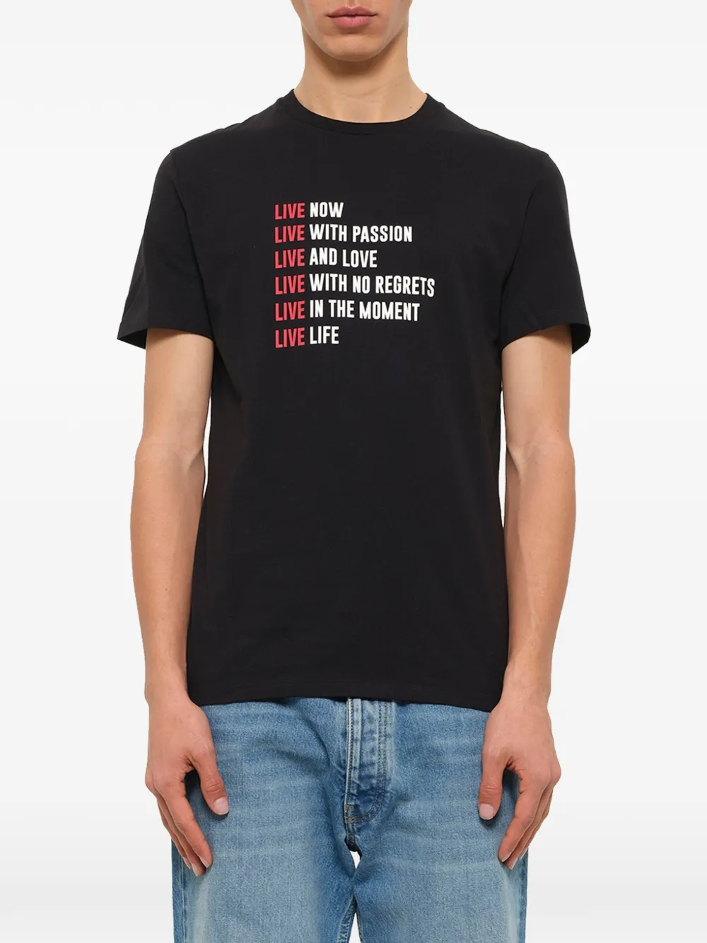 Neil Barrett slogan print T-shirt Zwart