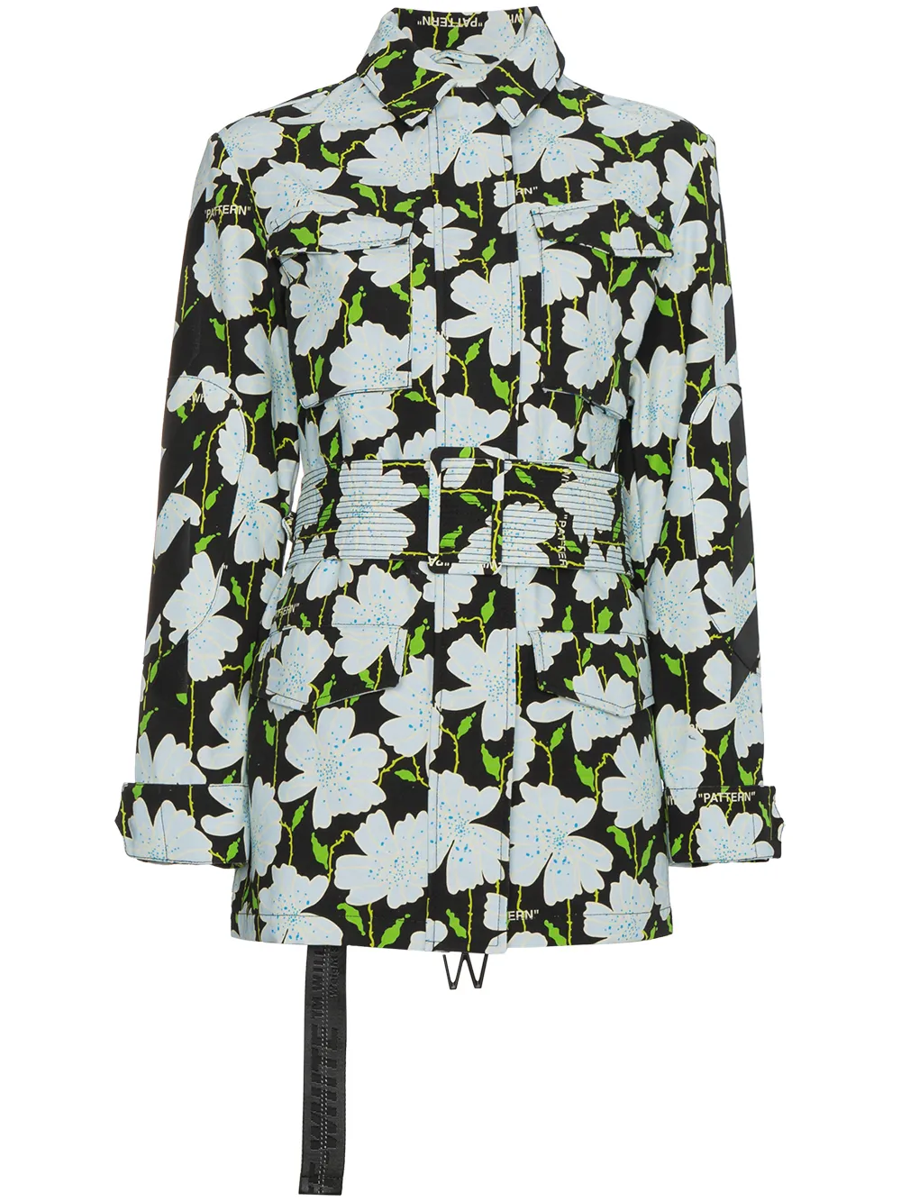 Off-White Florale Military-Jacke - Schwarz