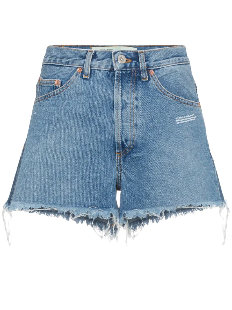 high waisted denim shorts - women - Cotton/Polyester - 24, 25, 26, 27, 28, 29, 30, 31, 32 - BLUE