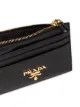 Prada black Saffiano logo plaque leather wallet