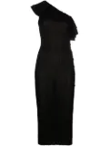 Balmain One shoulder dress with gold buttons - Black