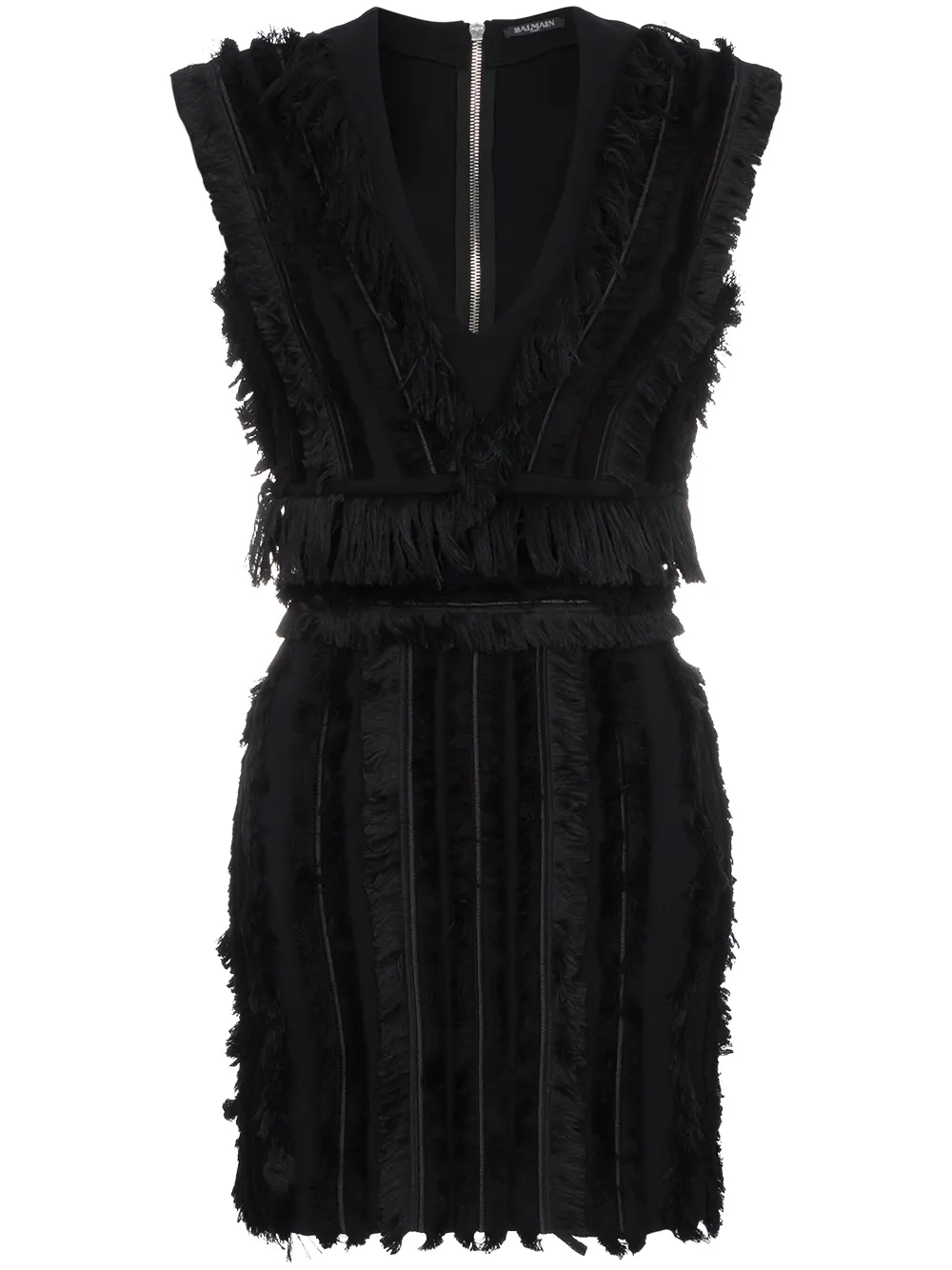 Balmain Sleeveless mini dress with fringing | Black | Image 1