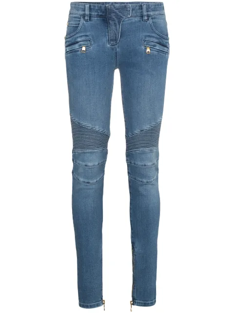 Balmain Blue Moto Skinny Jeans