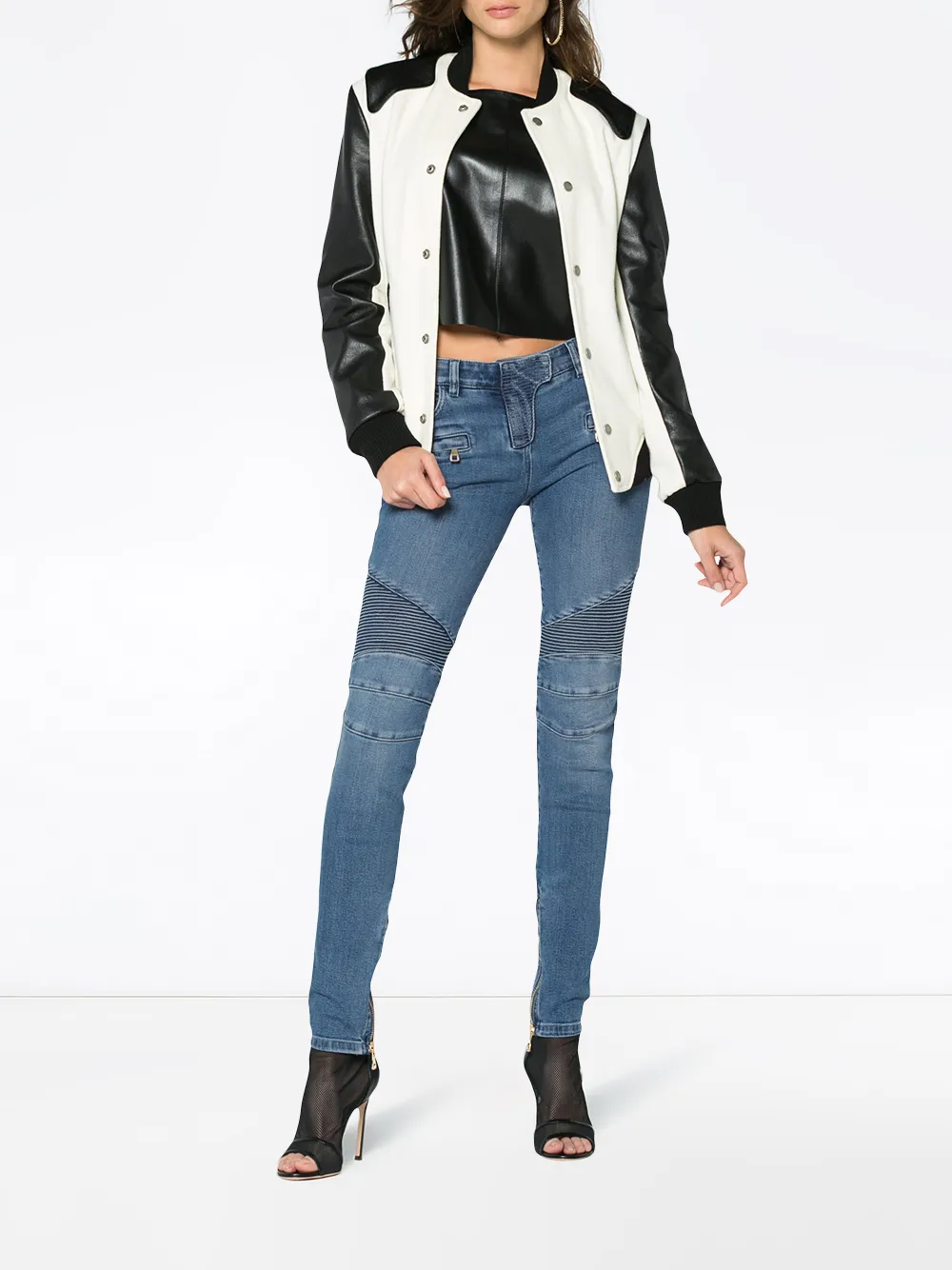 Balmain Blue Moto Skinny Jeans - Blauw