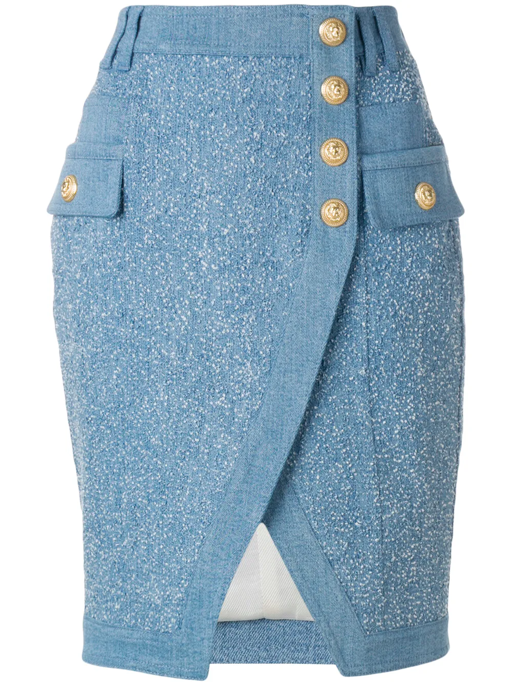 Balmain embossed-button skirt | azul | Image 1