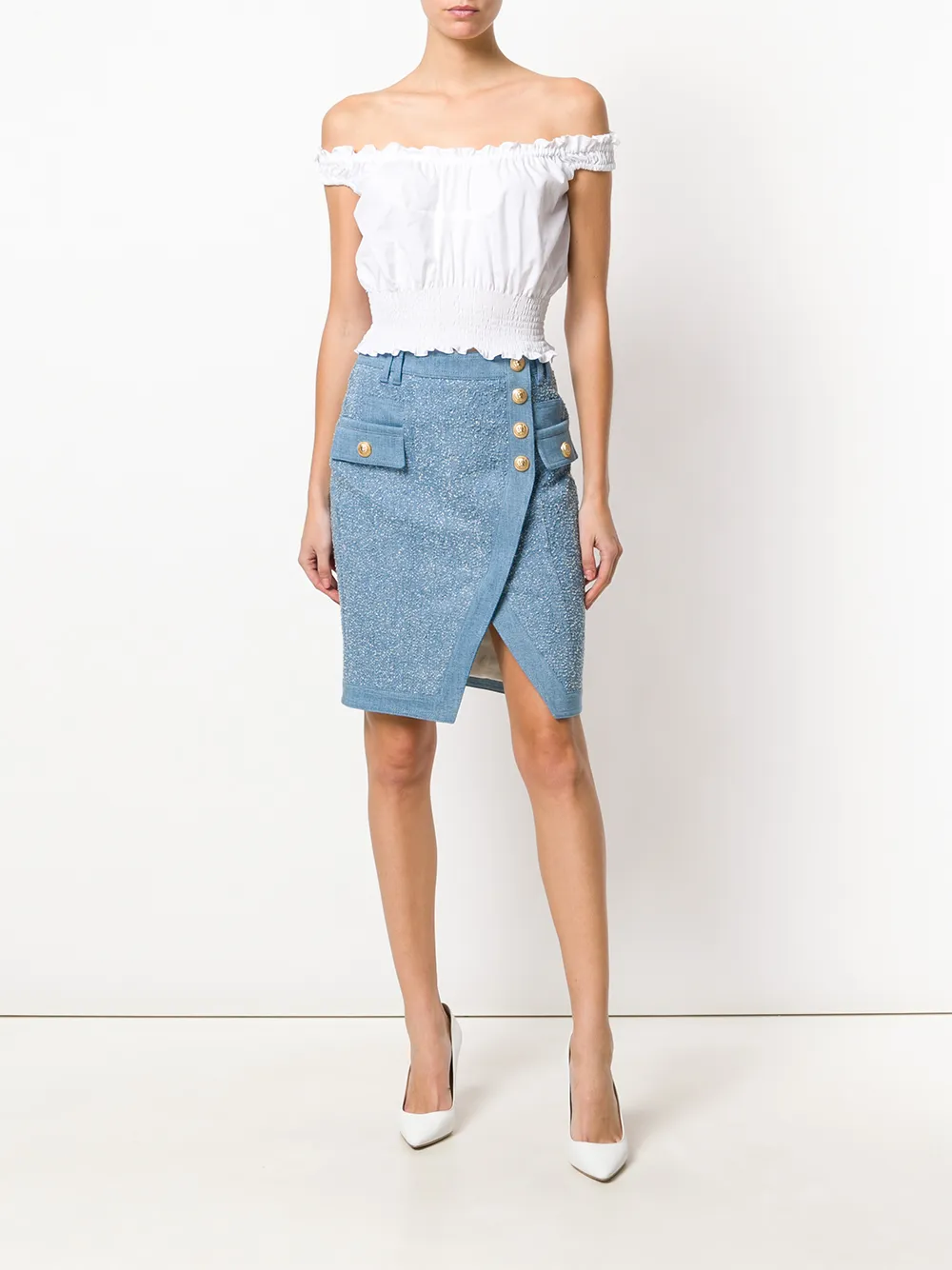 Balmain rok versierddruk - Blauw