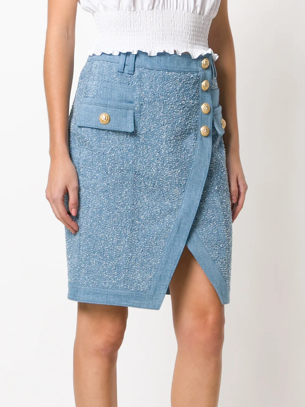 Balmain rok versierddruk Blauw