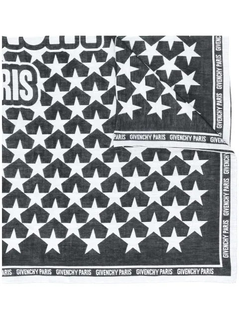 Givenchy star print logo trim scarf