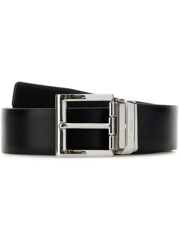 小物 00s PRADA archive leather belt square Prada Square Buckle Belt | Black | FARFETCH