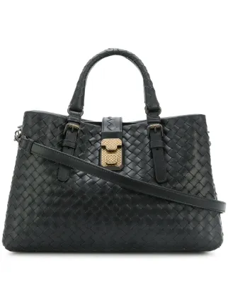 Bottega Veneta Nero Intrecciato Calf Small Roma Bag Farfetch Bottega Veneta Nero Intrecciato Calf Small Roma Bag