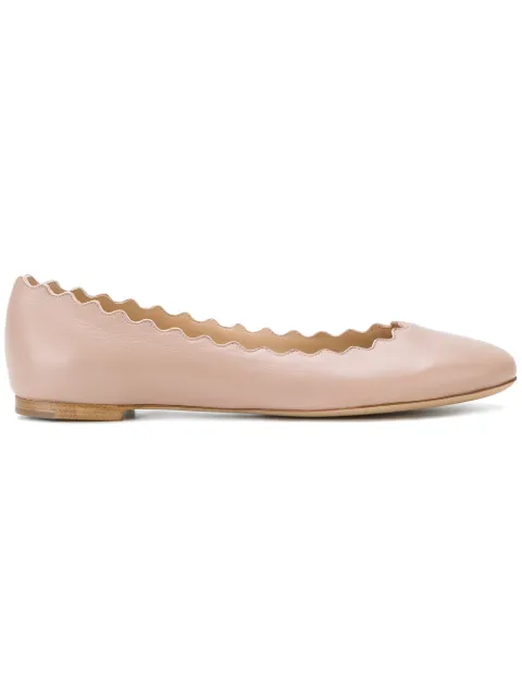 Click to view more detailed imagery on our partner's website ChloÉ Lauren Scalloped Leather Ballet Flats, Light Pink