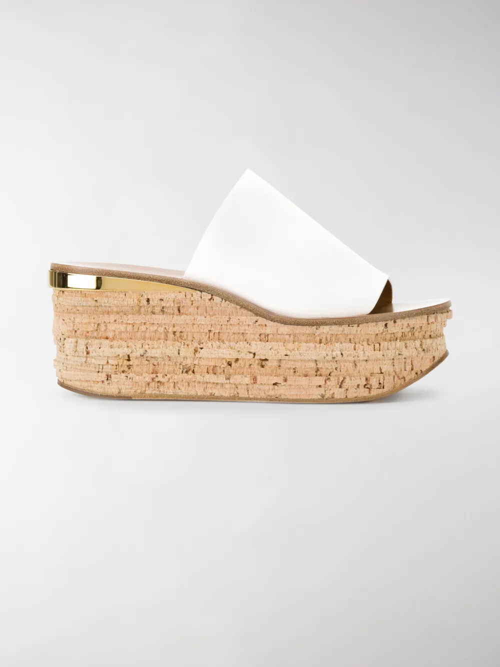 white wedge mules