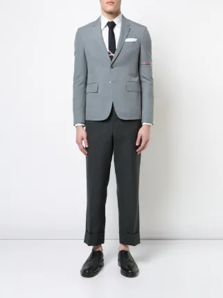 High Armhole Single Breasted Sport Coat With Red, White And Blue Selvedge Arm Placement In School Uniform Plain Weave展示图