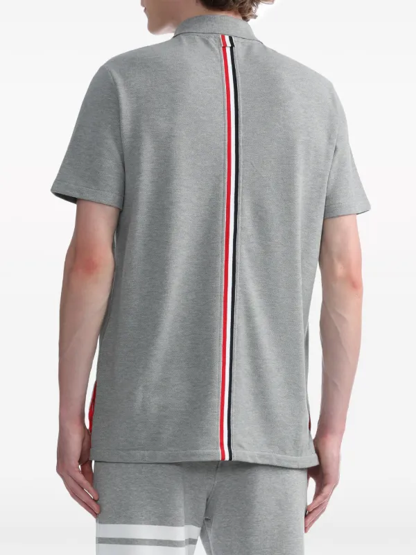 Thom Browne Center-Back Stripe Piqué Polo Top | Grey