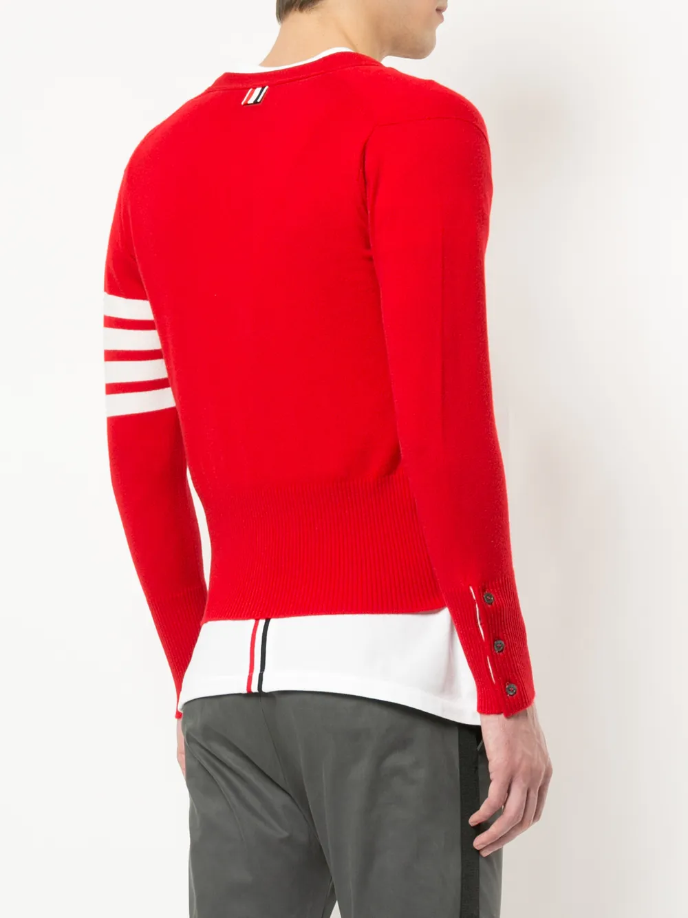 Thom Browne cashmere 4-bar stripe cardigan Rood