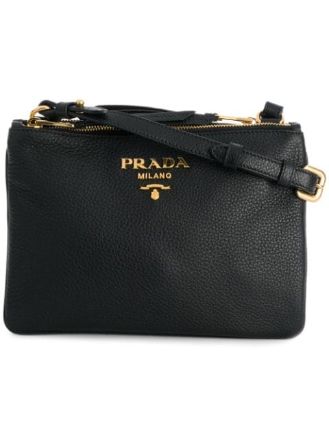 Prada Daino Small Leather Crossbody Bag In Black | ModeSens