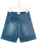 Fendi Kids logo patch denim shorts - Blue