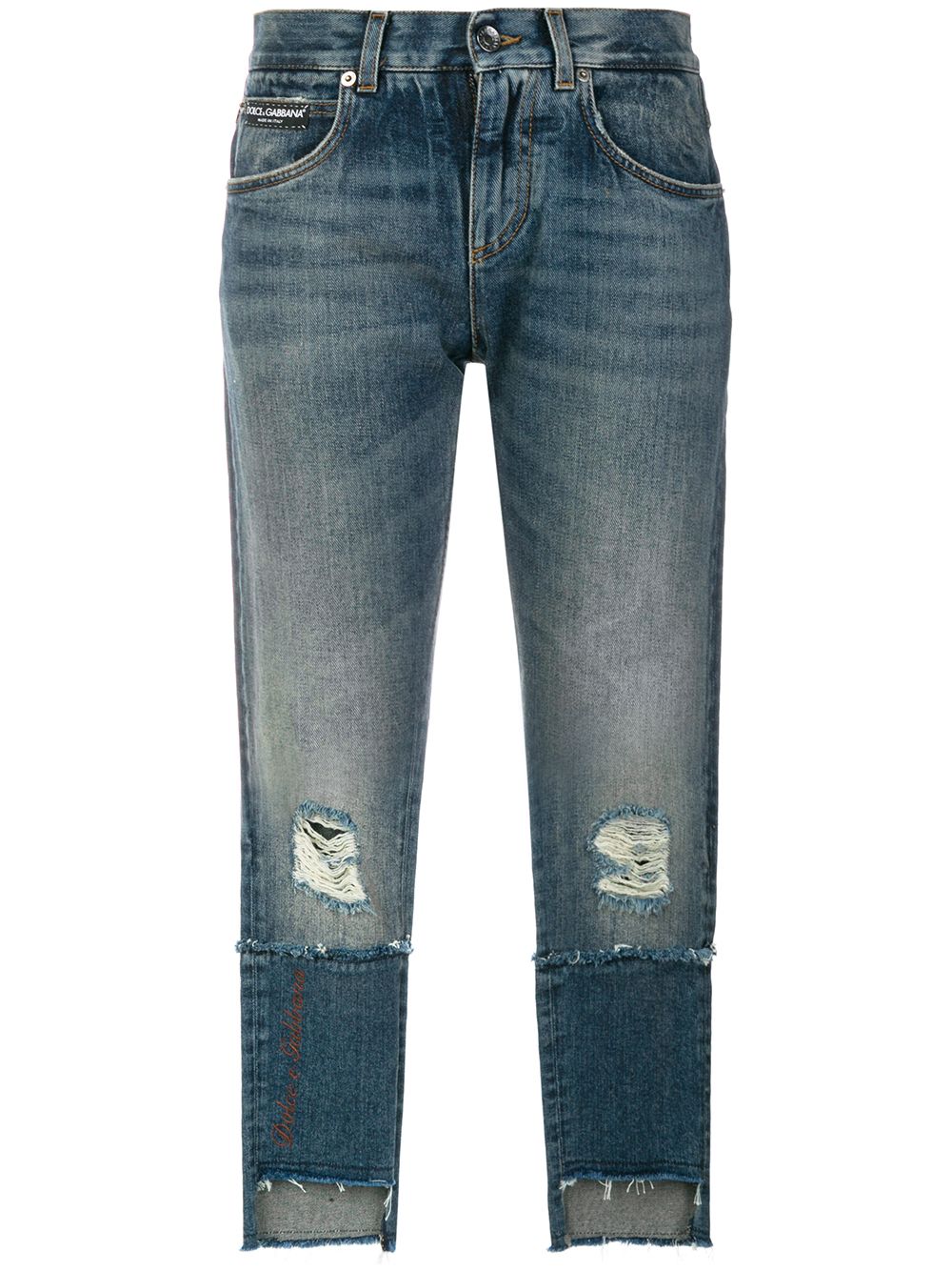 фото Dolce & Gabbana укороченные джинсы с потертой отделкой