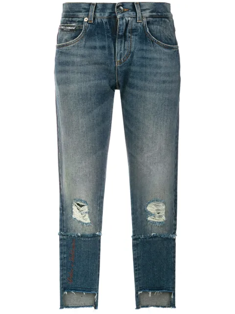 Dolce & Gabbana deconstructed logo patch jeans