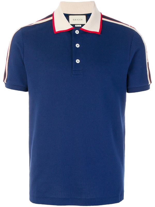Blue Gucci Logo Polo Shirt For Men 