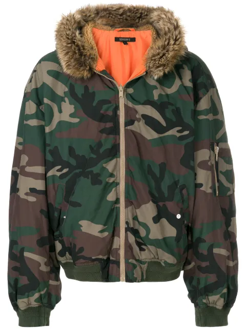 Yeezy Season 5 Hooded Bomber Jacket - Green | ModeSens