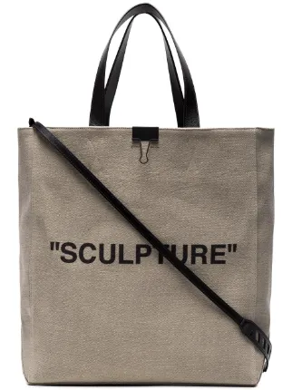 Off White Neutral Sculpture Canvas Tote Bag Farfetch Off White Neutral Sculpture Canvas Tote Bag