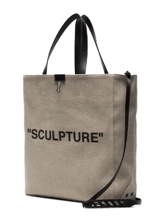 Off White Neutral Sculpture Canvas Tote Bag Farfetch Off White Neutral Sculpture Canvas Tote Bag