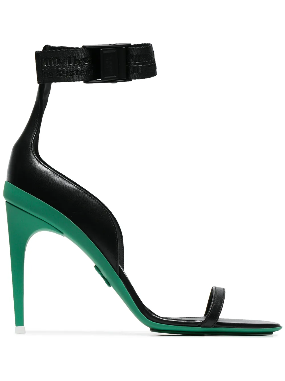 Off-White Black Industrial 100 Leather Sandals Zwart