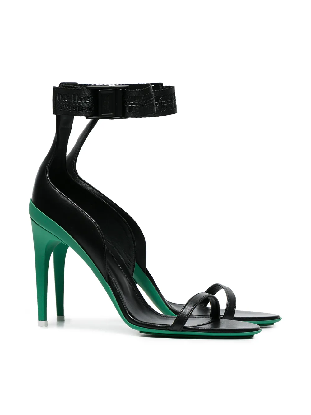Off-White Black Industrial 100 Leather Sandals Zwart