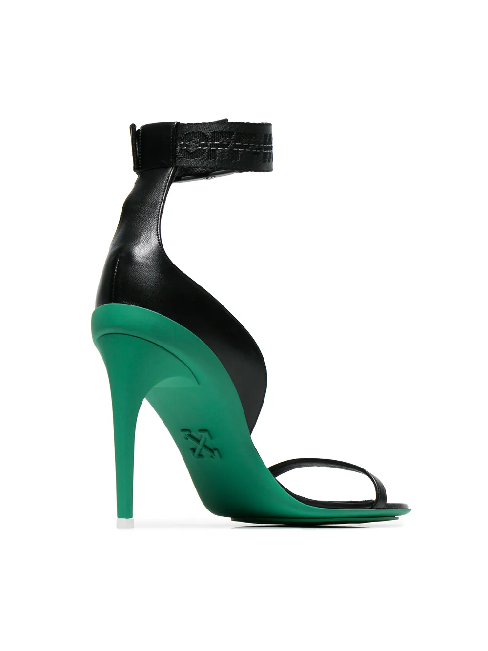 Off-White Black Industrial 100 Leather Sandals Zwart