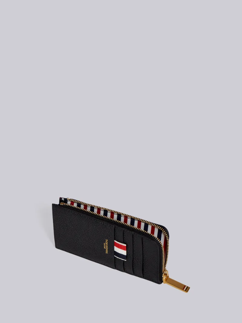ハーフジップアラウンドウォレット ペブルグレインレザーブラック 