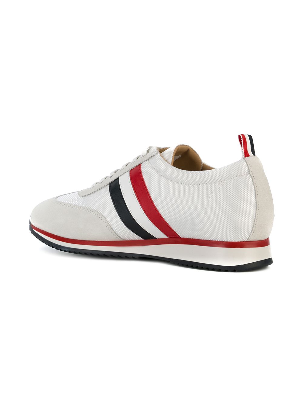 white shoes with blue stripes