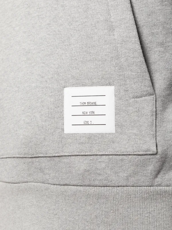 Thom Browne stripe-detail Cotton Jersey Hoodie | Grey | FARFETCH