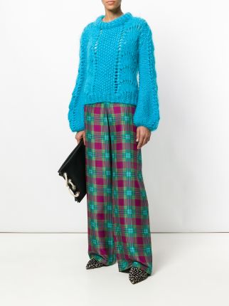 tartan palazzo pants展示图