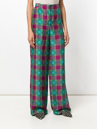 tartan palazzo pants展示图