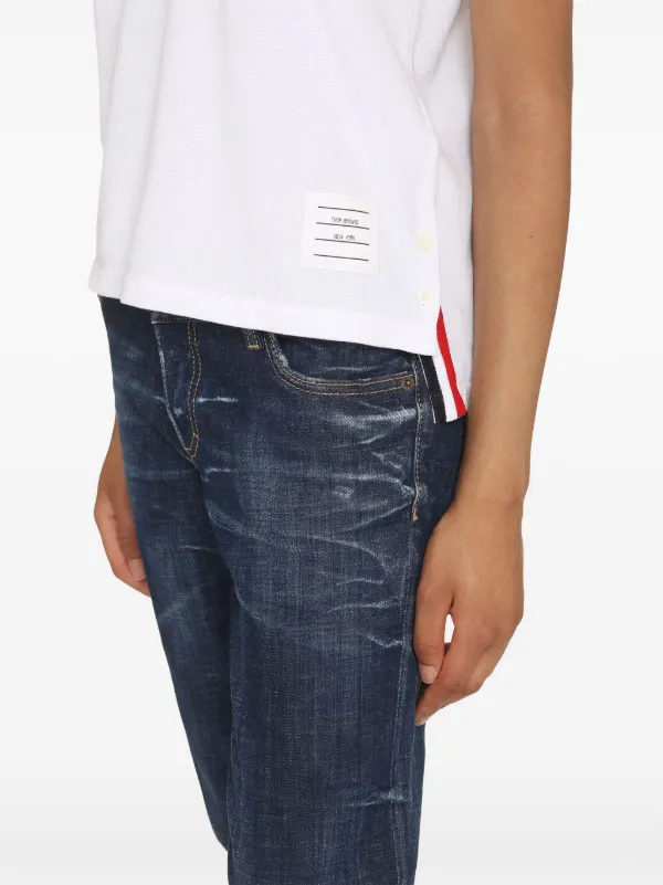 ◆THOM BROWNE◆ ショートスリーブ コットンポロシャツ Thom Browne リラックスフィット ショートスリーブポロ センター