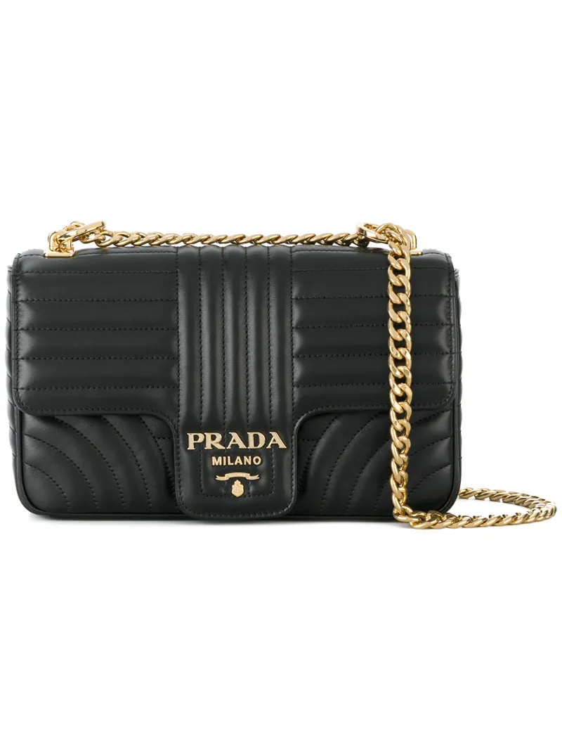 Prada Black Diagramme Leather Shoulder Bag IUCN Water