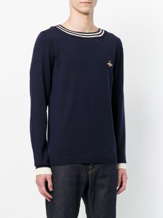 bee embroidered boat neck sweater展示图