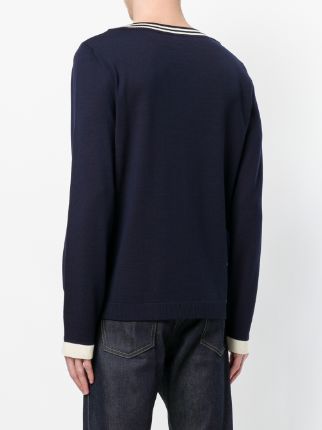 bee embroidered boat neck sweater展示图